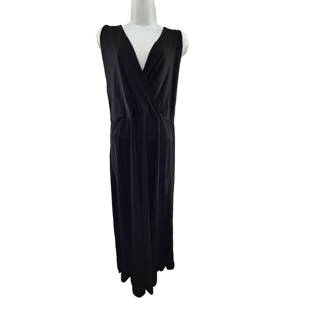 Vintage Cattani of California Women’ Black Nylon Wide Leg Jumpsuit Size Large